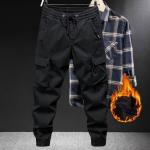Talvised Cargo P&uuml;ksid Meestele Fliisvoodriga Paksud Soojad Slim Fit Joggers Streetwear Vabaaja Puuvillased Termop&uuml;ksid S