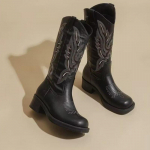 Kingad naistele Kvaliteetne kuldne naiste saapad s&auml;&auml;re keskelt t&otilde;mblukk Western Cowboy saapad h&otilde;bedased retrosaapad naine Zapatos 40 must