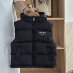 Laste korea stiilis kapiga vest - Paks soe tr&uuml;kitud udusulgedega poistele ja t&uuml;drukutele, s&uuml;gis/talv moodne &uuml;ler&otilde;ivas 130 cm must