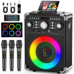 Karaoke masin 3 juhtmevaba mikrofoniga t&auml;iskasvanutele, kaasaskantav Bluetooth peok&otilde;lar kaja reguleerimisega, toetab TWS/USB/TF-kaarti/kitarri/TV-d