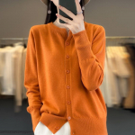 Kevadised ja s&uuml;gisesed naiste kudumid pikkade varrukatega kootud kardigan l&uuml;hike jope kampsun mood Temperament Vananemine lahtised &uuml;ler&otilde;ivad kampsun kampsun M oranž