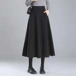 Villane seelik Naiste S&uuml;gis Talv Uus Stiil V&auml;ikese Inimese Kontroll K&otilde;rge V&ouml;&ouml;koht Salendav Keskmise pikkusega A-l&otilde;ikeline Seelik M must