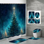 4TK Du&scaron;ikardinakomplektid Du&scaron;ikardina ja Vaipadega WC-kaane Vaip U-kujuline Matt ja Vannimatt Vannitoakomplekt 12 Konksuga One Size