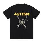 Autism Skeleton Meem T-s&auml;rk Huumor Naljakas pealuu Mehed Naiste Mood Hip Hop T-s&auml;rk Vabaaja puuvillased l&uuml;hikeste varrukatega &uuml;lisuured T-s&auml;rgid S