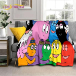 3D multikas Les Barbapapa pere pehme flanelltekk voodite, magamistoa, diivani, pikniku jaoks, visketekk katmiseks, v&auml;li&uuml;rituste vaba aja veetmiseks, kingitus 30x40in black