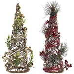 Sapin de No&euml;l - DKD Home Decor - Lot de 2 - Rotin - 16 x 16 x 41 cm - Multicolore puhas