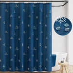 Du&scaron;ikardin Mereteemaline Vannituppa Tr&uuml;kitud Kangast Du&scaron;ikardin Ookean Purjekas Lihtne Veekindel Vannituppa Du&scaron;ikardinad Komplekt W90XH180cm blue