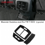 For Volkswagen T-Roc T ROC 2017 2018 Accessories Interior Armrest Rear Air Vent stainless steel Cover Trim AC Outlet Panel Brushed Black 3