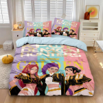 KPop D-Demon Hunters Voodipesukomplekt &Uuml;hekohaline Halloweeni Kost&uuml;&uuml;m Voodipesukomplekt - 2-3 Osaline Tekk Tekikott Padjap&uuml;&uuml;rid US Twin(172x218cm)