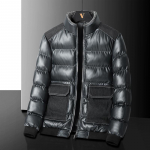 Talvine meeste paks puuvillane jakk slim fit p&uuml;stkrae ja PU-nahast detailidega, suur tasku meeste soojuse jaoks XXXXXL sinine