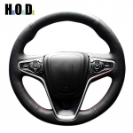 Artificial Leather Steering Wheel Cover DIY Black Hand-sewing Car Steering Wheel Covers for Opel ignia 2014 2015 Buick Regal Black Thread