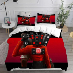 M&auml;ng Skibidi Tualett Arale Voodipesukomplekt 3D Tr&uuml;kitud Sobib Magamistuppa Tekikoti Komplekt Padjap&uuml;&uuml;ridega Laste Kodu Tekstiil EU King 240x220cm