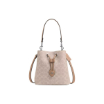 COACH Rowan 22 kaubam&auml;rgi logo klassikaline s&uuml;nteetilisest nahast &auml;mbrimustriga k&auml;ekott keskmine suurus naiste liivakollane segatud taupe'iga Basic Set (Bag+Dust Bag) liiva/kollane