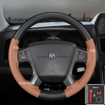 For Dodge Caliber Avenger Journey Hand-stitched non-slip Black brown leather car steering wheel cover 3
