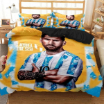 Lionel Messi Voodipesukomplekt Jalgpallit&auml;ht Tekikate Komplekt Voodipesu Komplekt King Queen Double Twin Suurused Tekikate Komplekt Dekoratsiooniks EU Single(135*200cm)3pcs