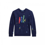 Polo Ralph Lauren Huppar Ss24 T&auml;hemustriga Tr&uuml;kitud &Uuml;mmarguse Kaelusega Vabaaja Pikkade Varrukatega Laste Topp Tume Sinine CWPOKNIY8021053-410 S