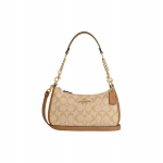Coach Teri 24 Klassikaline Monogramm T&otilde;mblukuga Sulgemine Signatuurlogo L&otilde;uend Ja Sile Nahk Kandekott &Otilde;lakott Keskmine Naiste k&auml;ekotid CA548-IMNLJ Basic Set (Bag+Dust Bag)