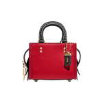 Coach Rogue 12 V&auml;rviplokk T&otilde;mblukuga Sulgemine Nahast Minik&auml;sikott &Otilde;lakott Crossbody Kott Naiste k&auml;ekotid Punane Must CC482-B4UP7 Basic Set (Bag+Dust Bag)