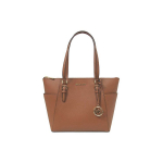 Michael Kors Mk Charlotte Vintage &Uuml;hev&auml;rviline Logoga Ripats Suure Mahutavusega Nahast Totes Kott Naiste Totes Kotid Karamell-Pruun 35T0GCFT7L-LUGGAGE Large