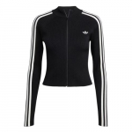 Adidas Originals ADICOLOR 3 triibuline kitsas kootud treeningjakk naistele JY2597 2XS must