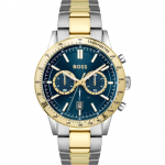 BOSS Allure Blue Bicolor Roostevabast terasest Meeste kvartskell 1514163 sinine