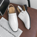 Suvised hingavad meeste nahksandaalid &Auml;ri-kontori kingad Pehme tallaga lamedad sussid Disaineri vabaajajalatsid meestele 37