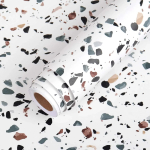 Terrazzo Kontaktpaber Valge Veekindel Isekleepuv Seinakate Rull Graniit T&ouml;&ouml;tasapinna Dekoratsioon Kooritav Ja Kleepuv Kleebis K&ouml;&ouml;ki 60CMX3M white