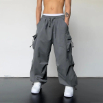 Trendikas Y2K Baggy Cargo P&uuml;ksid Meeste Taskup&uuml;ksid Avarad vabaaja Treenip&uuml;ksid V&auml;lisjooksup&uuml;ksid Dressip&uuml;ksid T&auml;navar&otilde;ivad Traksi&uuml;likonnad Korea stiilis XL hall