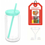 16 oz kahekordse seinaga plasttops kaane ja k&otilde;rrega, korduvkasutatavad Mason Jari joogitopsid, j&auml;&auml;kohvi ja mahla tops, BPA vaba, joogid, DIY joogitarbed roheline