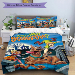 3 tk Scooby Doo multikakujundusega tekikottide komplekt - Pehme ja hubane magamistoa, k&uuml;lalistetoa ja &uuml;hiselamu dekoratiivne voodipesu 3-osaline komplekt 1 tekikott + 2 padjap&uuml;&uuml;ri 135x200cm