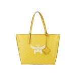 MCM Kollane Monogramm Suur T&otilde;mblukuga Kotik koos Signatuurlogo ja Nahast V&otilde;tmehoidjaga Igap&auml;evaseks ja Reisimiseks Basic Set (Bag+Dust Bag)