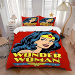 3 tk Wonder Woman Voodipesukomplekt, Tekikott ja Padjap&uuml;&uuml;rid Masinpestav Aastaajad k&otilde;ik sobivad, Disain Magamistoa jaoks (T&auml;itmine puudub)282 135x200cm