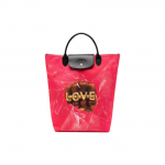 Longchamp X Toiletpaper Koost&ouml;&ouml; Kuldne T&auml;ht Reljeefne Logo Kinnitus Taaskasutatud Pol&uuml;ester L&otilde;uend Toidukott Ostukott Keskmine Naiste tote Punane 10168TPD545 Red