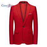 Cozy Up meeste vabaaja bleiser jakk Slim Fit spordimantel &auml;rikost&uuml;&uuml;m jakid &uuml;he nupuga M punane