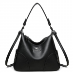 Naiste Nahast Hobo Crossbody Kott Moodne &Otilde;lakott Naiste Suure Mahutavusega Retro K&auml;ekott 30*13*27cm must