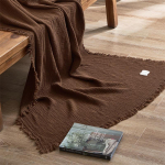 Klass A 100% puuvillane neljakihiline gaasist tutiga tekk diivani ja kontori jaoks - Aastaringselt kasutatav puuvillane kate Bitter Chocolate Brown 200cm x 230cm