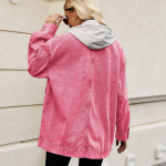 S&uuml;gisene naiste pikak&auml;iguline teksajakk Moodne lahtine mitmek&uuml;lgne keskmise pikkusega teksajakk Vabaaja riided S-2XL M pink