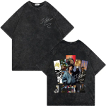 Vintage Pesu J Cole The Fall Off Tour Tr&uuml;kitud T-s&auml;rk Meestele Naistele Hip Hop Mood T-s&auml;rk Suvine Vabaaja L&otilde;tv Puuvillane T-s&auml;rk M black