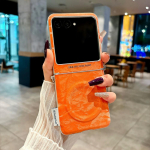 Moodne Oranž Magnetiline Sametine Telefoni&uuml;mbris Motorola Razr 70 60 50 Ultra 60Pro jaoks K&auml;epael Karvapall Kokkupandav Kukkumisvastane Kaitsekate For Razr 70 Ultra