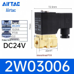 AirTac vedelikuklapp 2W030-08 DC24V NC kahesuunaline solenoidklapp 2W03006B