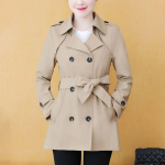 Trenchcoat Midi Pikkus Moodne Elegantne Khaki Must L&otilde;tv Naiste Tuulejope Mantlid Vabaaja Kahe Rinnaga Pealsed S tumeroheline v&auml;rv