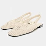 Kootud V&otilde;rk Hingavad Muulad Sandaalid Naistele Suvi Slingback Rannakingad Vabaaja Ruudukujulise Ninaga Moodsad Baleriinad Daamid 35 beež