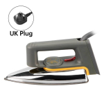Traditsiooniline elektrirauakann kaetud tallaplaadiga koduseks kasutamiseks ja riiete pressimiseks UK gray