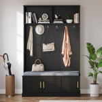 Riidepuu kingapingiga, esikukapp, 6 kolmekordset konksu, vabalt seisev, ru&auml;&auml;&auml;s&auml;&auml;stev, esikusse, esikusse, must, 120&times;40&times;191cm 120 x 40 x 191 cm must