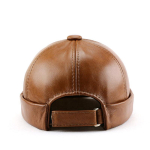 Meeste ehtsast nahast koljum&uuml;ts, meremehe m&uuml;ts Beanie Rullitud mansett Retro servadeta ehtsast nahast nokam&uuml;ts XL(58-61cm) brown