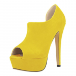 Suures suuruses 35-42 naiste platvorm k&otilde;rged kontsad sandaalid kingad Seksikad Peep Toe Pumps Peep Pulma tikkp&uuml;ksid 41 kollane