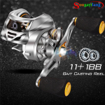 Madala profiiliga s&uuml;sinikkiudrull 11+1 laagriga kahe magnetpiduriga Baitcasting kalastusrull Left Hand