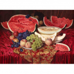 Teemantmaaling Lilled Puuviljad Arbuus Viinamarjad K&auml;sitsi valmistatud Teemantmaal Ristitikandid 20X30CM