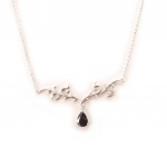 Les Tr&eacute;sors De Lily [C4571] - Collier Argent 'Anastacia' Noir argent&eacute; (rhodi&eacute;) - 50x15 mm must