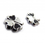 Les Tr&eacute;sors De Lily [J6798] - Boucles Cr&eacute;ateur 'Tr&egrave;fles' noir blanc must